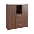 Meuble de rangement en bois avec tiroirs et étagères
