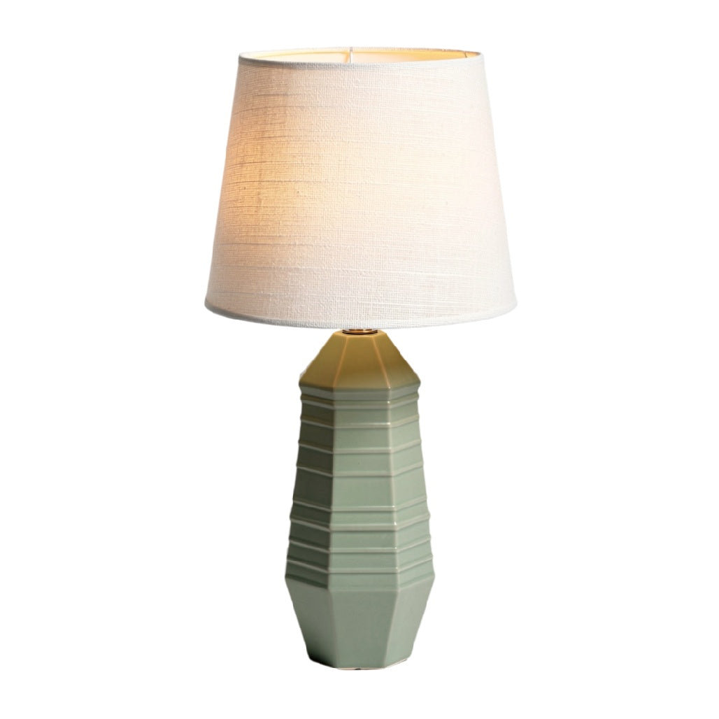 Lampe de Table Élégante en Céramique avec Abat-Jour en Lin