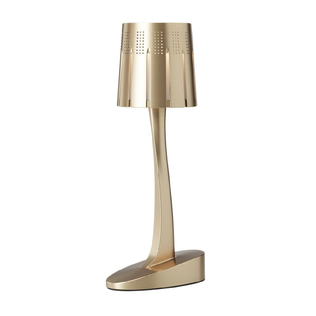 Lampe de table moderne en métal doré avec abat-jour perforé